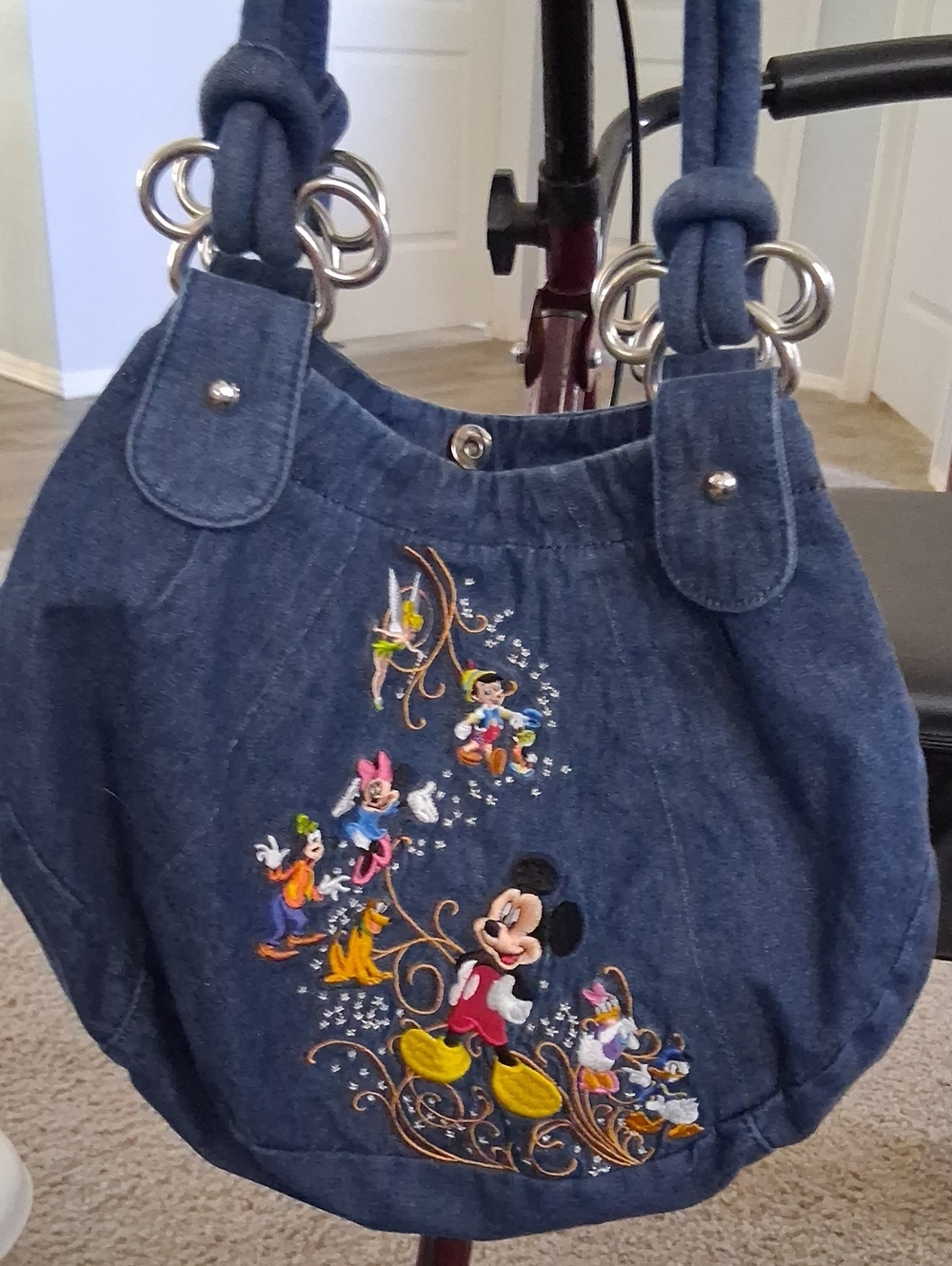 Disney Denim Mickey & Friends Embroidered Shoulder Bag - Blue
